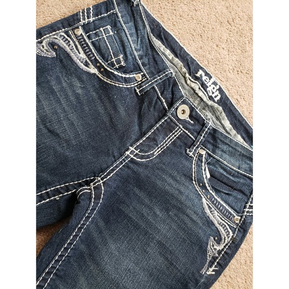 Reign Blue Denim Embroidered Cropped Jeans Pants Nina Women's Sz 5 - Picture 5 of 13